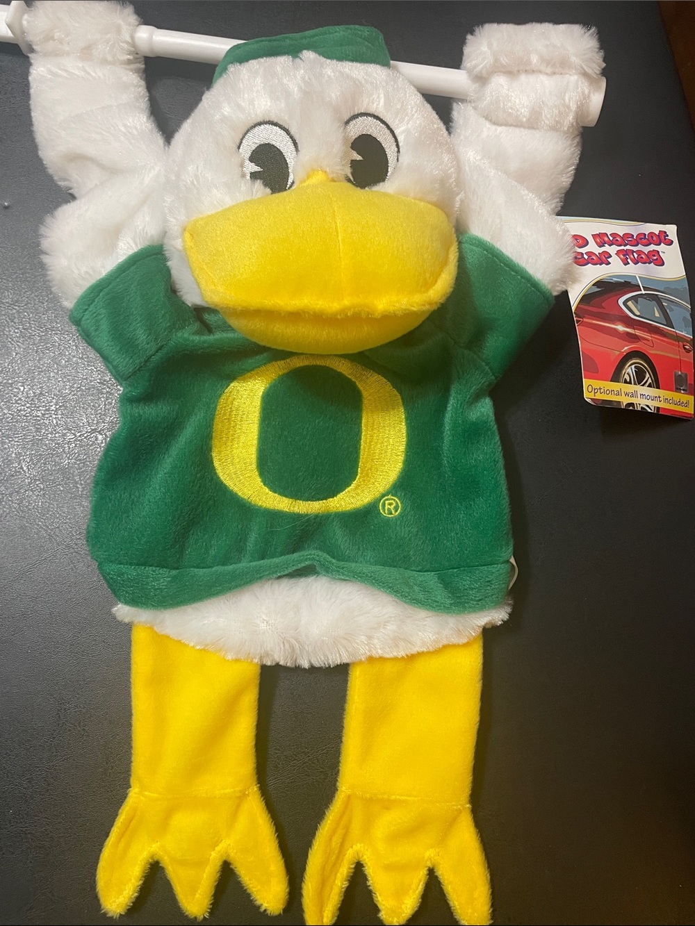 University Mascot Car Flag Yellow, White,Green Oregon Duck NWT